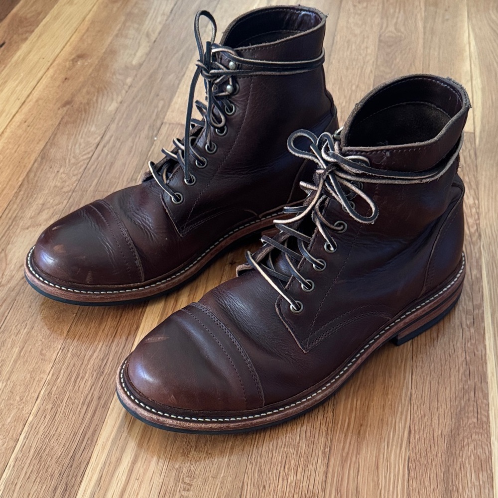 Oak Street Bootmakers Cap-Toe Trench  Brown Leather Boots